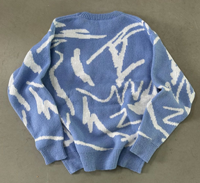 Geometric Street Knit – Drop Shoulder Rundhals-Pullover